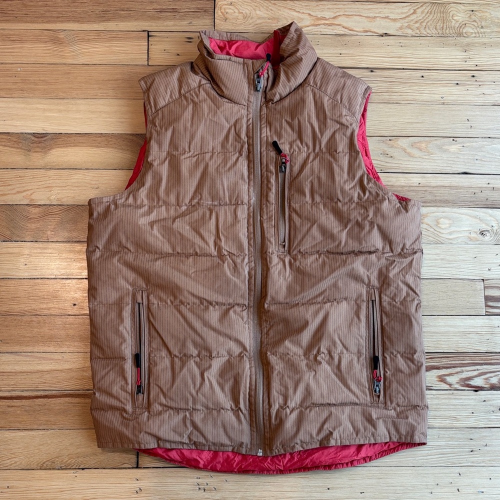 Horny Toad Tan Vest with Vibrant Red Interior